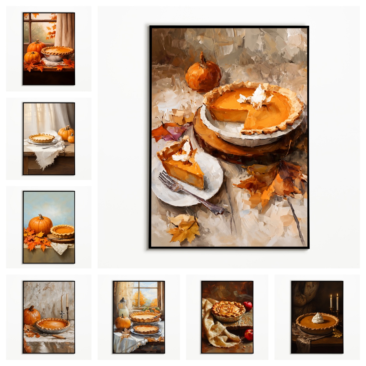 Kitchen Baking Wall Art - 1PC Autumn Pumpkin Pie Delicacies Poster