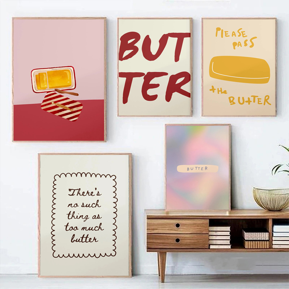 Kitchen Baking Wall Art - 1pc Butter Poster Minimalist Kitchen Decor