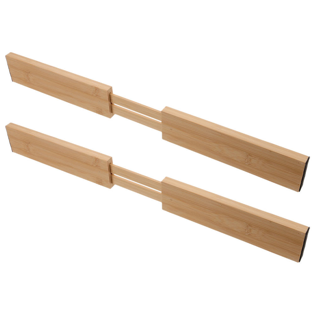Kitchen Utensils - 2Pcs Bamboo Drawer Dividers Adjustable Expandable