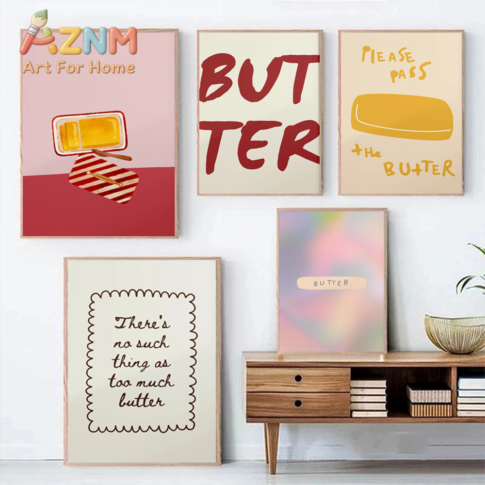 Kitchen Baking Wall Art - 1pc Butter Poster Minimalist Kitchen Decor