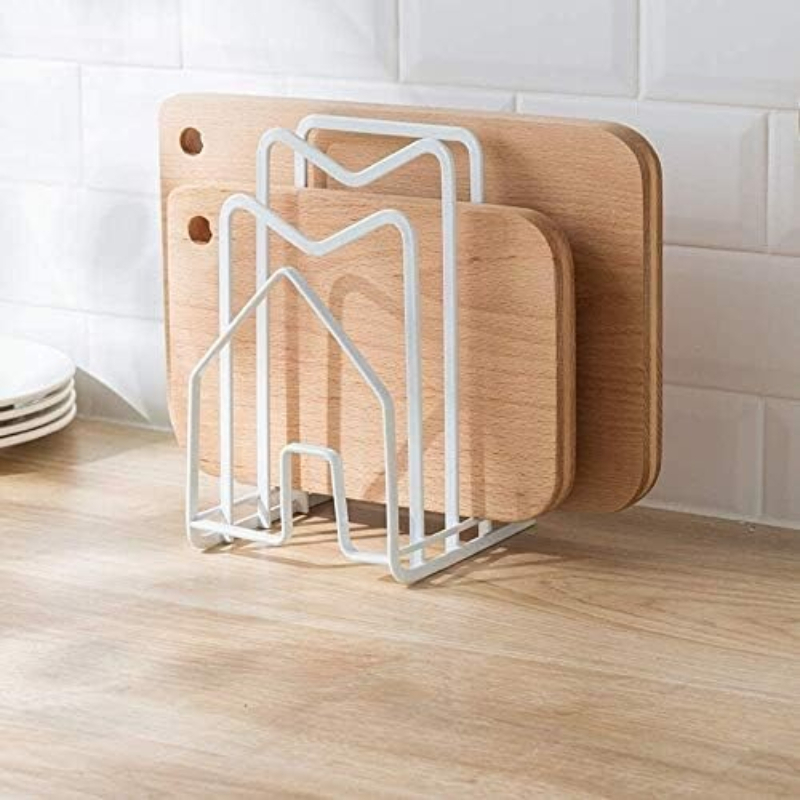 Kitchen Baking Tray Organiser - 1Pc Pot Pan Lid Holder White