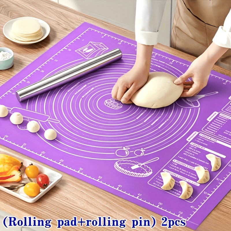 2Pcs Silicone Dough Mat & Roll - Kitchen Roll Baking ulasan dan harga