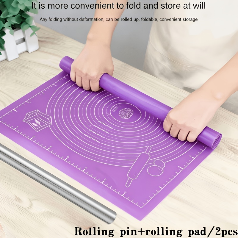 2Pcs Silicone Dough Mat & Roll - Kitchen Roll Baking ulasan dan harga