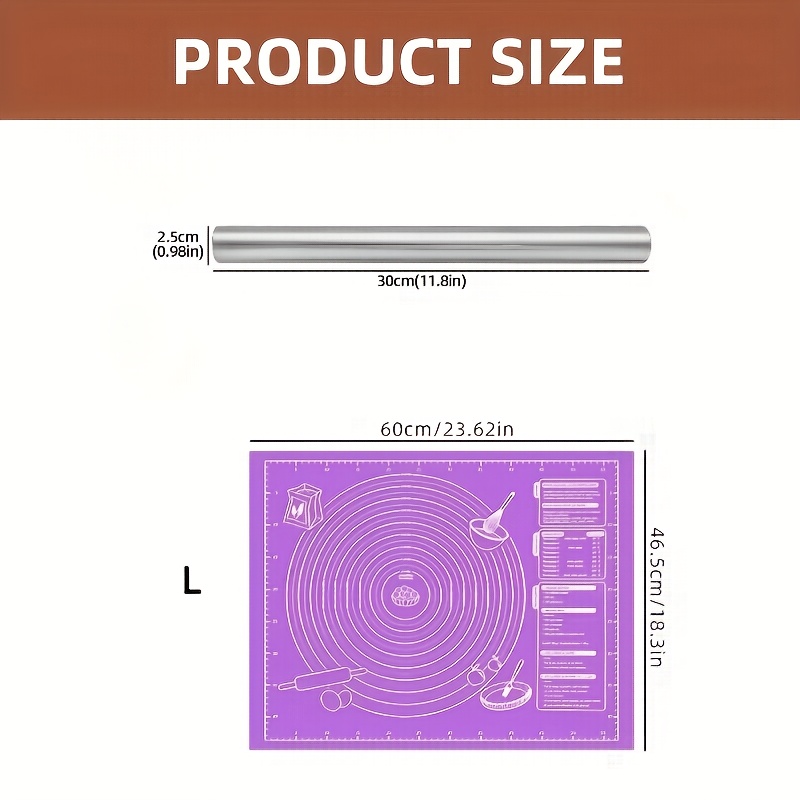 2Pcs Silicone Dough Mat & Roll - Kitchen Roll Baking ulasan dan harga